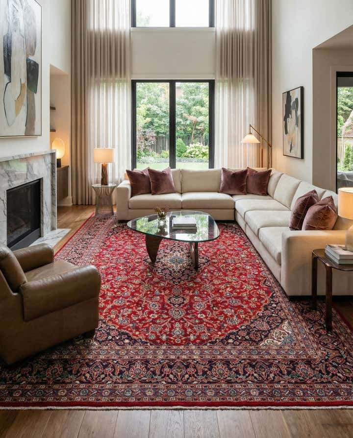 9' 9 x 12' 8 Hand Knotted Mashad Persian Wool Rug