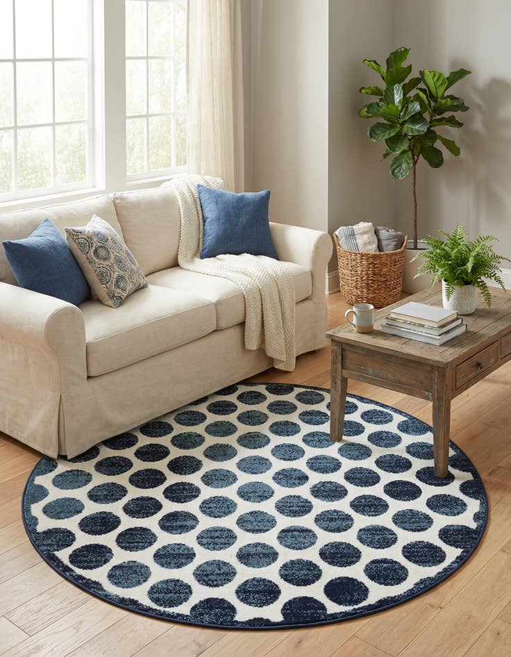 Detail image of  5' x 5'  Washable Sabrina Soto Indoor / Outdoor Round Rug