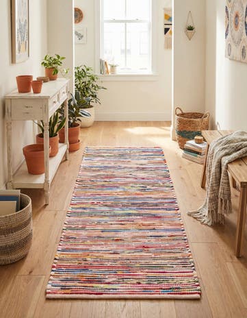 2' x 5' 1 Hand Woven Chindi Cotton Runner Rug