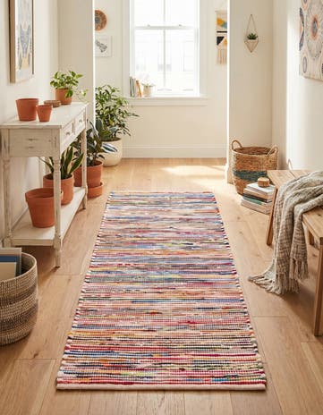 2' x 5' 1 Hand Woven Chindi Cotton Runner Rug