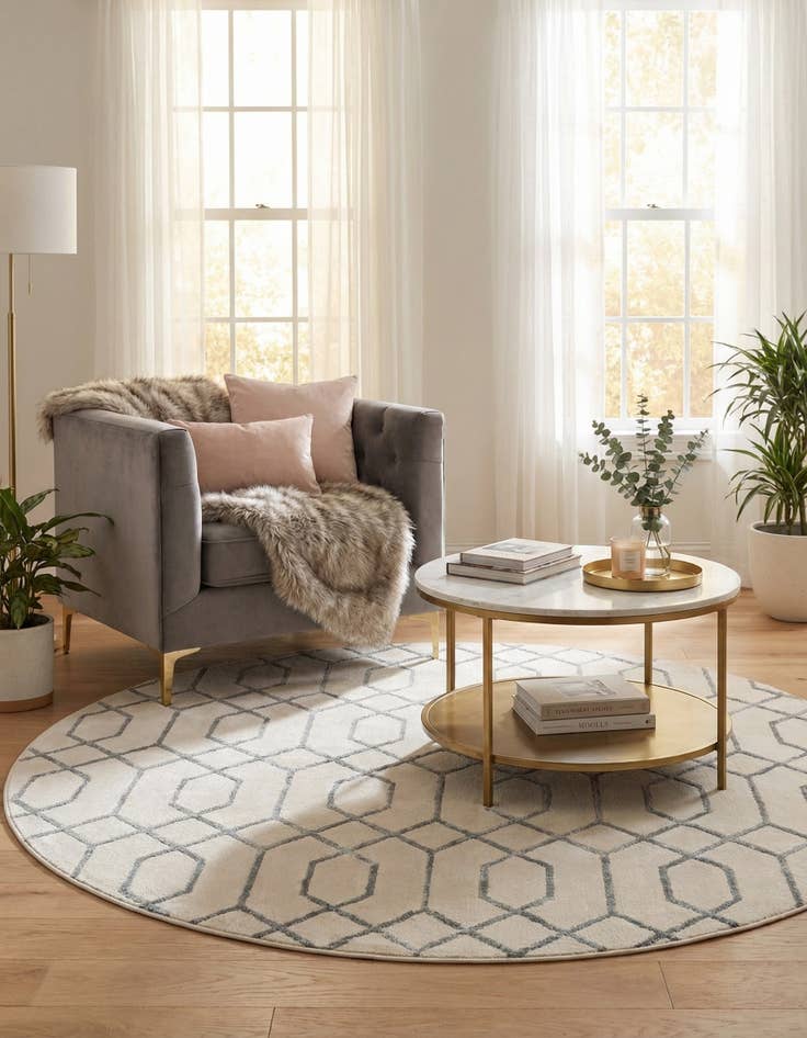 Detail image of  7' 10 x 7' 10  Marilyn Monroe™ Glam Trellis Round Rug