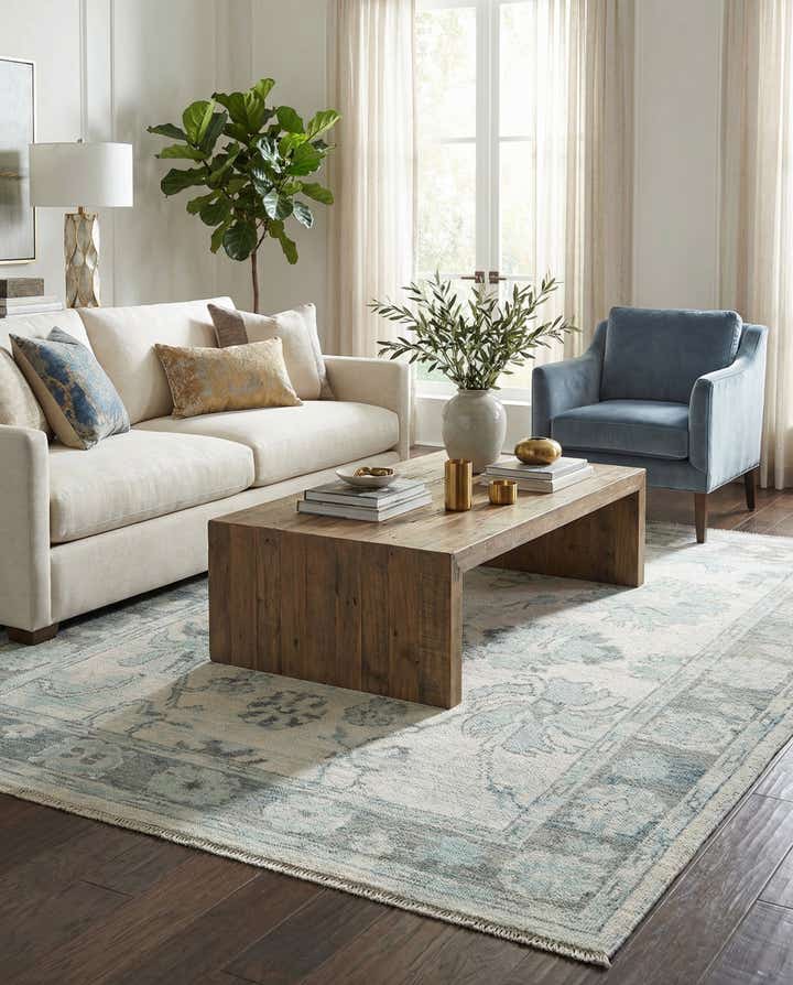 7' 9 x 9' 10 Hand Knotted Oushak Wool Rug
