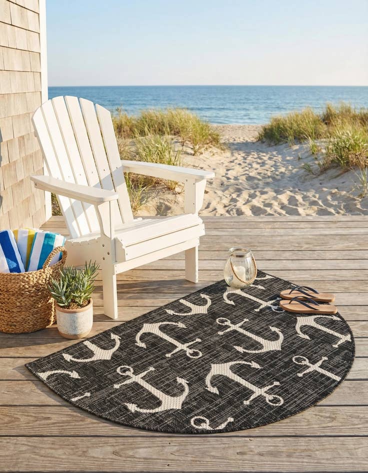 Detail image of 2' 7 x 4'  Washable Coastal Indoor / Outdoor Hearth Rug