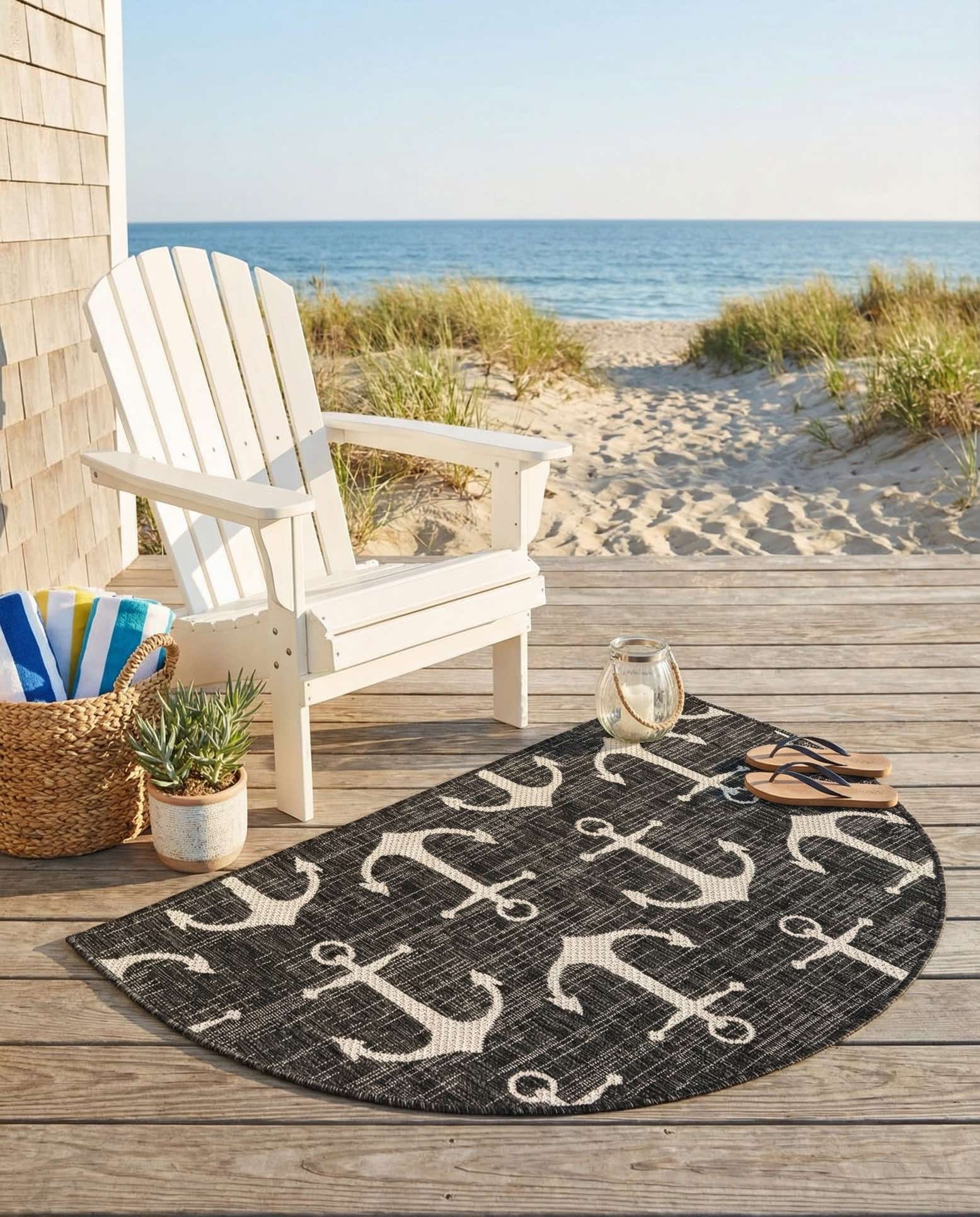 2' 7 x 4' Easy-Clean Coastal Indoor / Outdoor Hearth Rug