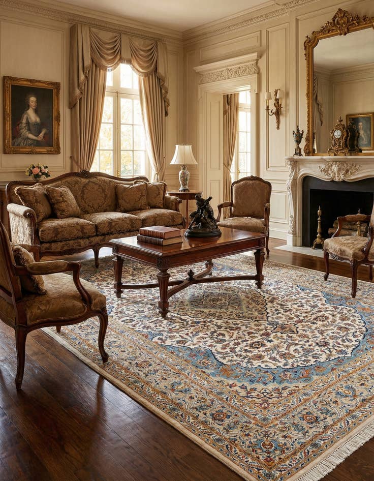 Detail image of 7' 11 x 11' 9 Kashan Wool Rug