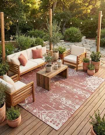 7' 10 x 10' Easy-Clean Bohemian Indoor / Outdoor Rug