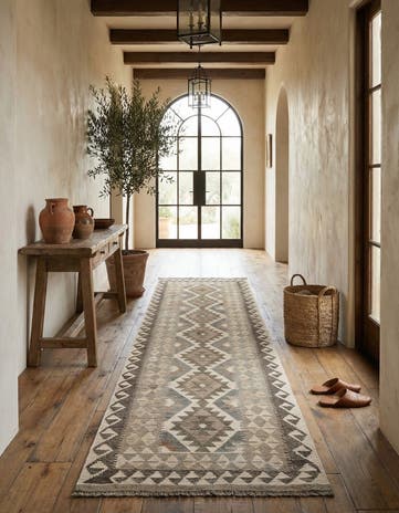 2' 10 x 9' 8 Hand Woven Kilim Maymana Wool Runner Rug