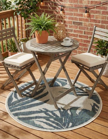 Ivory Easy-Clean Baja Indoor / Outdoor Round Rug