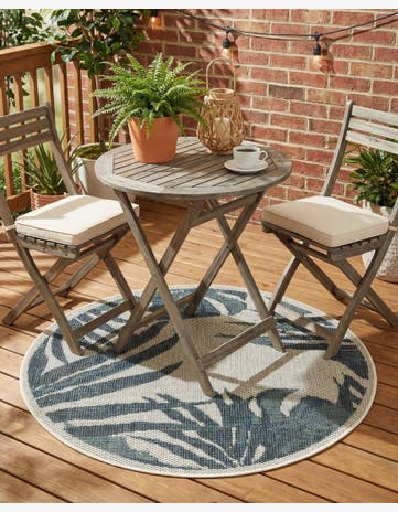 Ivory Easy-Clean Baja Indoor / Outdoor Round Rug