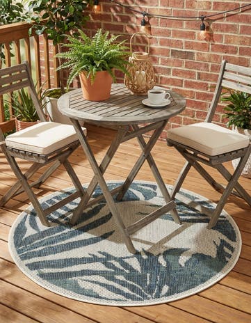 Ivory Easy-Clean Baja Indoor / Outdoor Round Rug