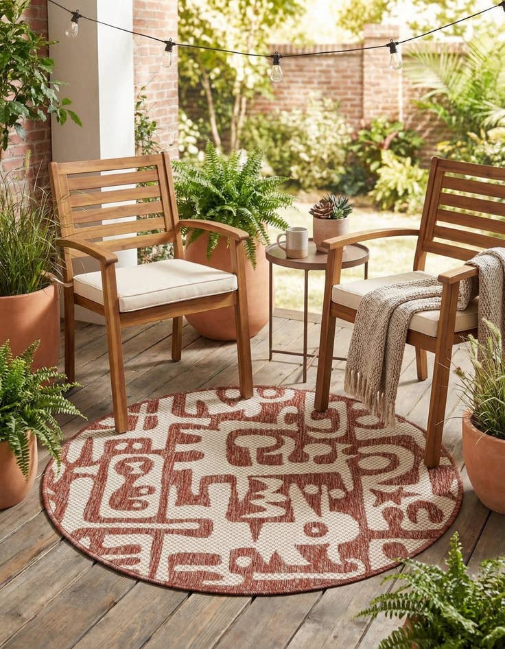Detail image of  3' x 3'  Washable Modern Indoor / Outdoor Round Rug
