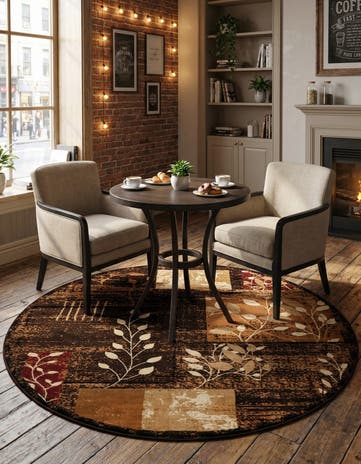 Brown Cafe Round Rug