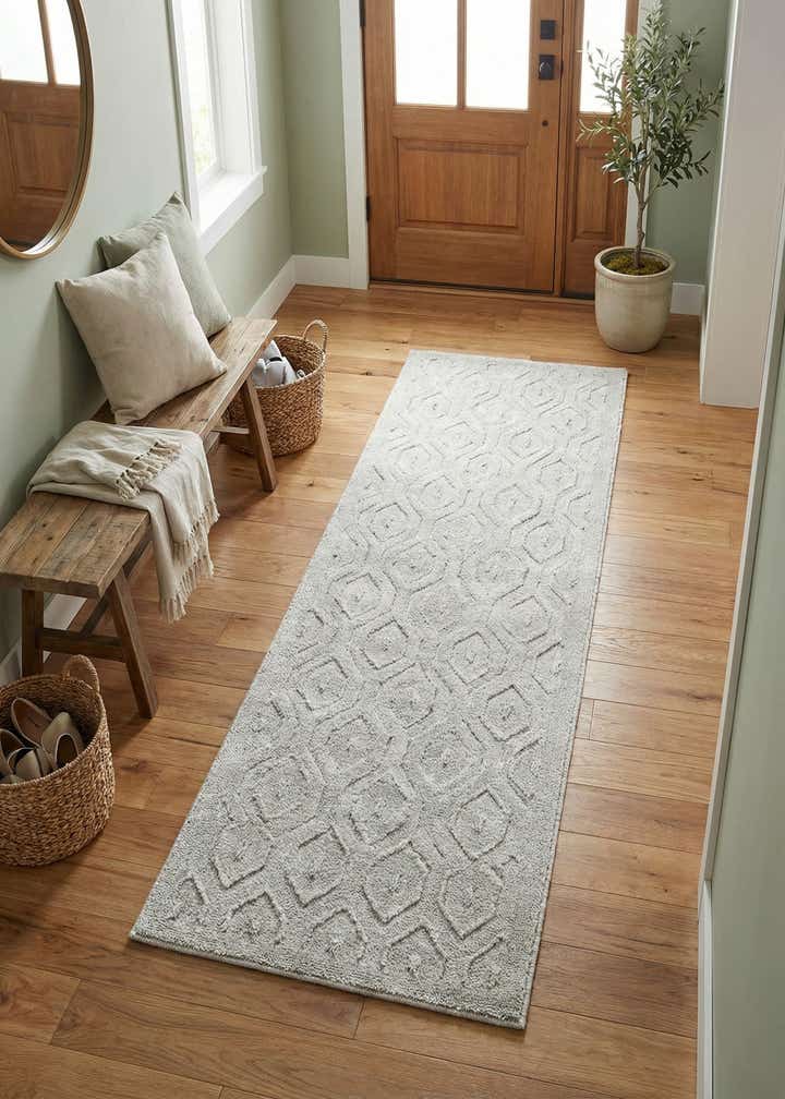 2' x 8' Easy-Clean Trellis Textured Indoor / Outdoor Runner Rug