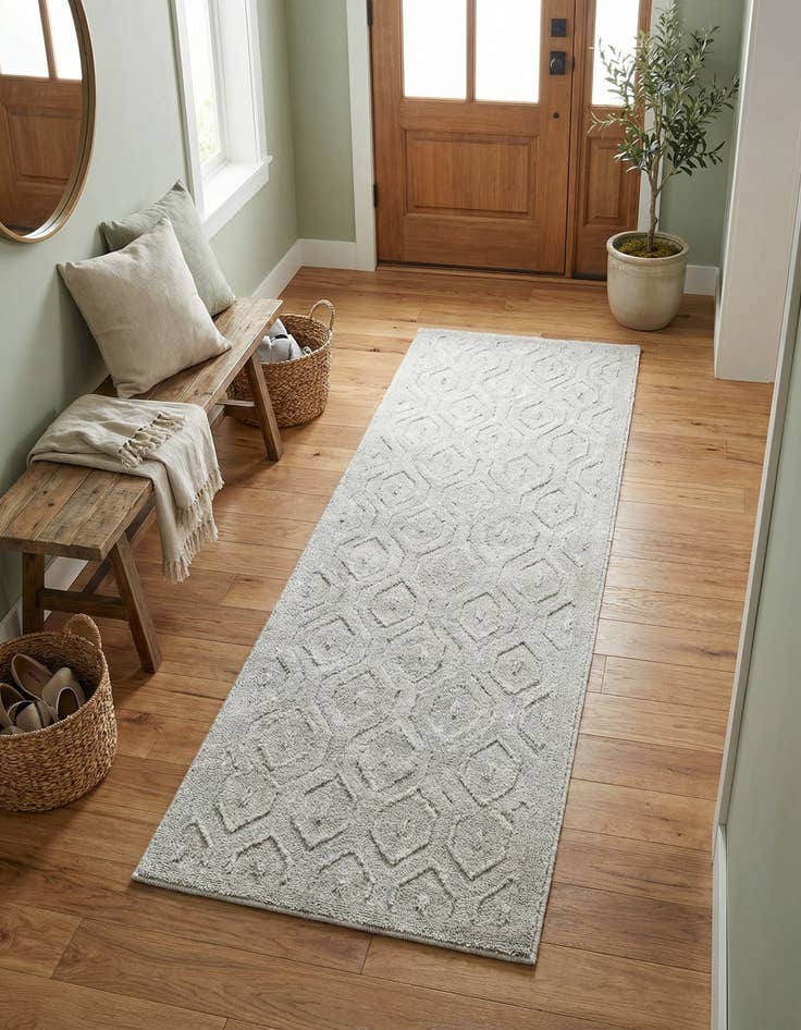 Detail image of 2' x 8'  Washable Trellis Textured Indoor / Outdoor Runner Rug