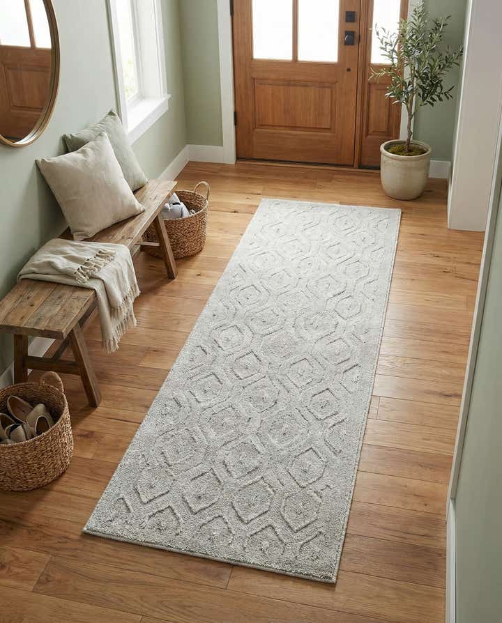 2' x 8' Easy-Clean Trellis Textured Indoor / Outdoor Runner Rug