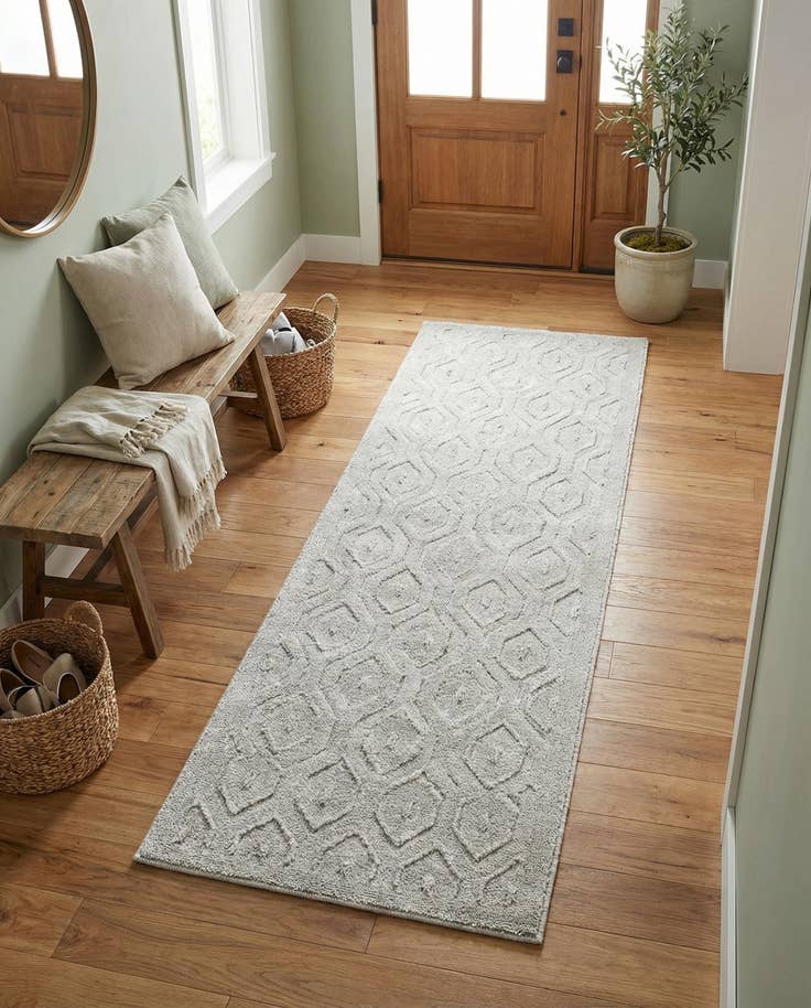 Detail image of 2' x 8' Easy-Clean Trellis Textured Indoor / Outdoor Runner Rug