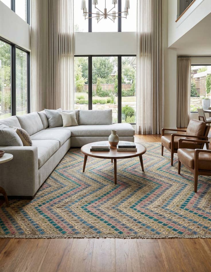 Detail image of  10' 3 x 12' 11  Hand Woven Kilim Modern Wool Rug