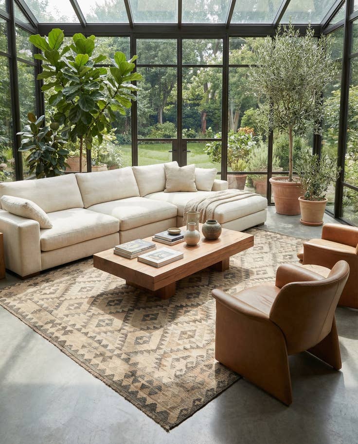 Detail image of 6' 11 x 9' 7 Hand Woven Kilim Maymana Wool Rug