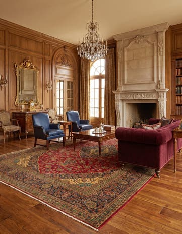 9' 7 x 12' 11 Hand Knotted Kashan Persian Wool Rug