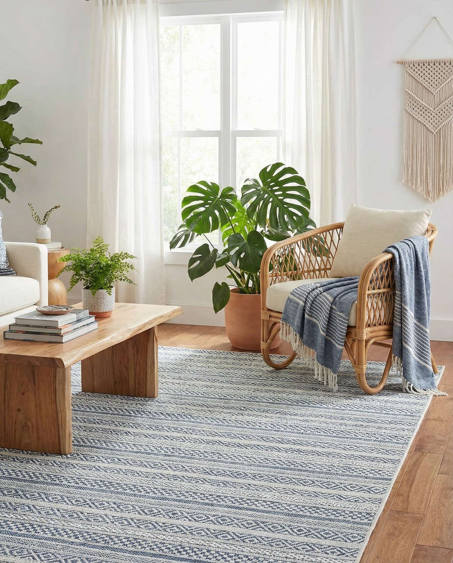 4' x 6' Easy-Clean Striped Indoor / Outdoor Rug