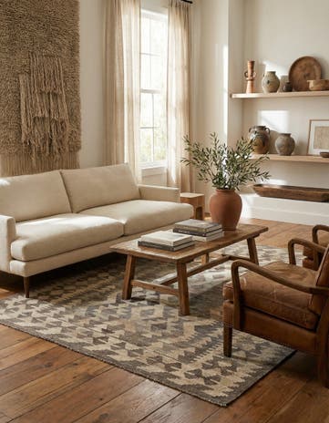 5' x 6' 7 Hand Woven Kilim Maymana Wool Rug