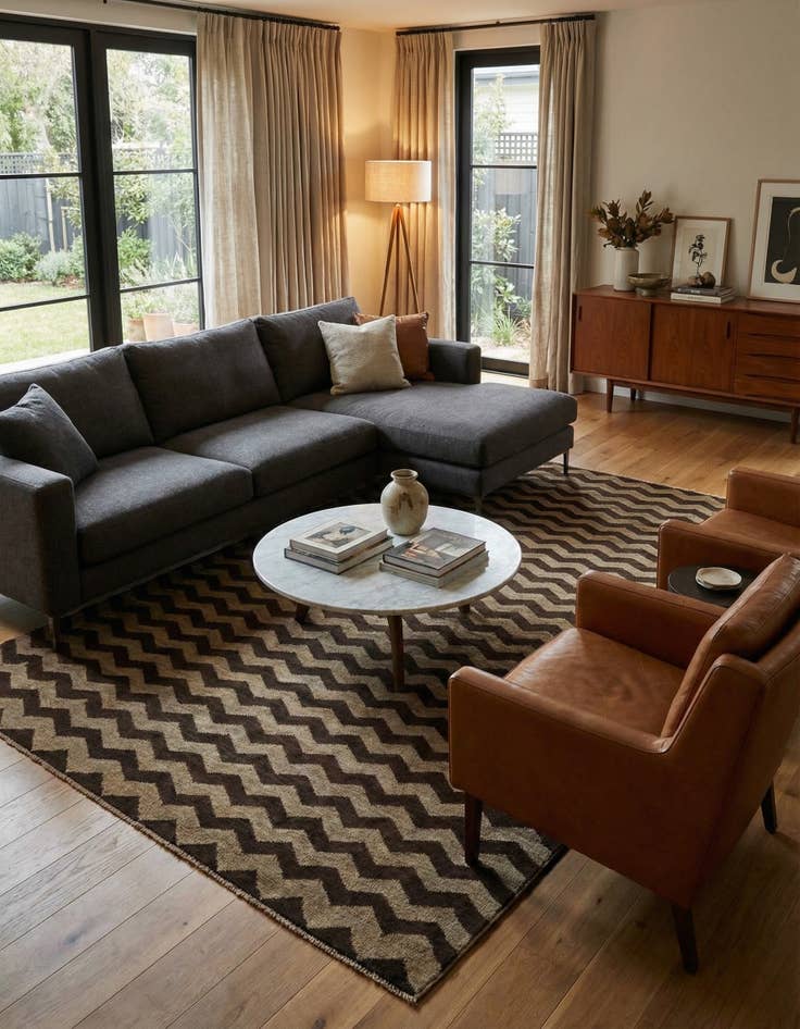 Detail image of 6' 6 x 9' 6  Hand Knotted Modern Ziegler Rug