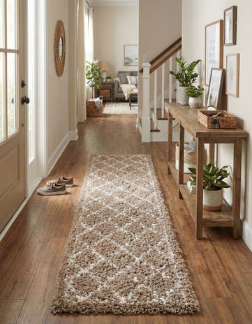 Khaki Infinity Shag Runner Rug