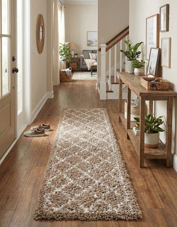 Khaki Infinity Shag Runner Rug