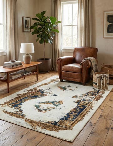 3' 7 x 6' 5 Hand Knotted Ultra Vintage Persian Wool Rug