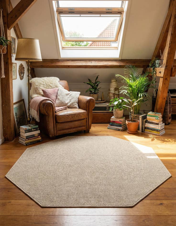 Detail image of  5' x 5' Solid Frieze Octagon Rug