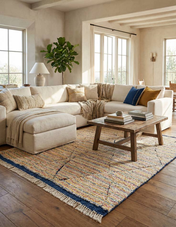 Detail image of 5' 7 x 7' 7  Hand Knotted Moroccan Wool Rug