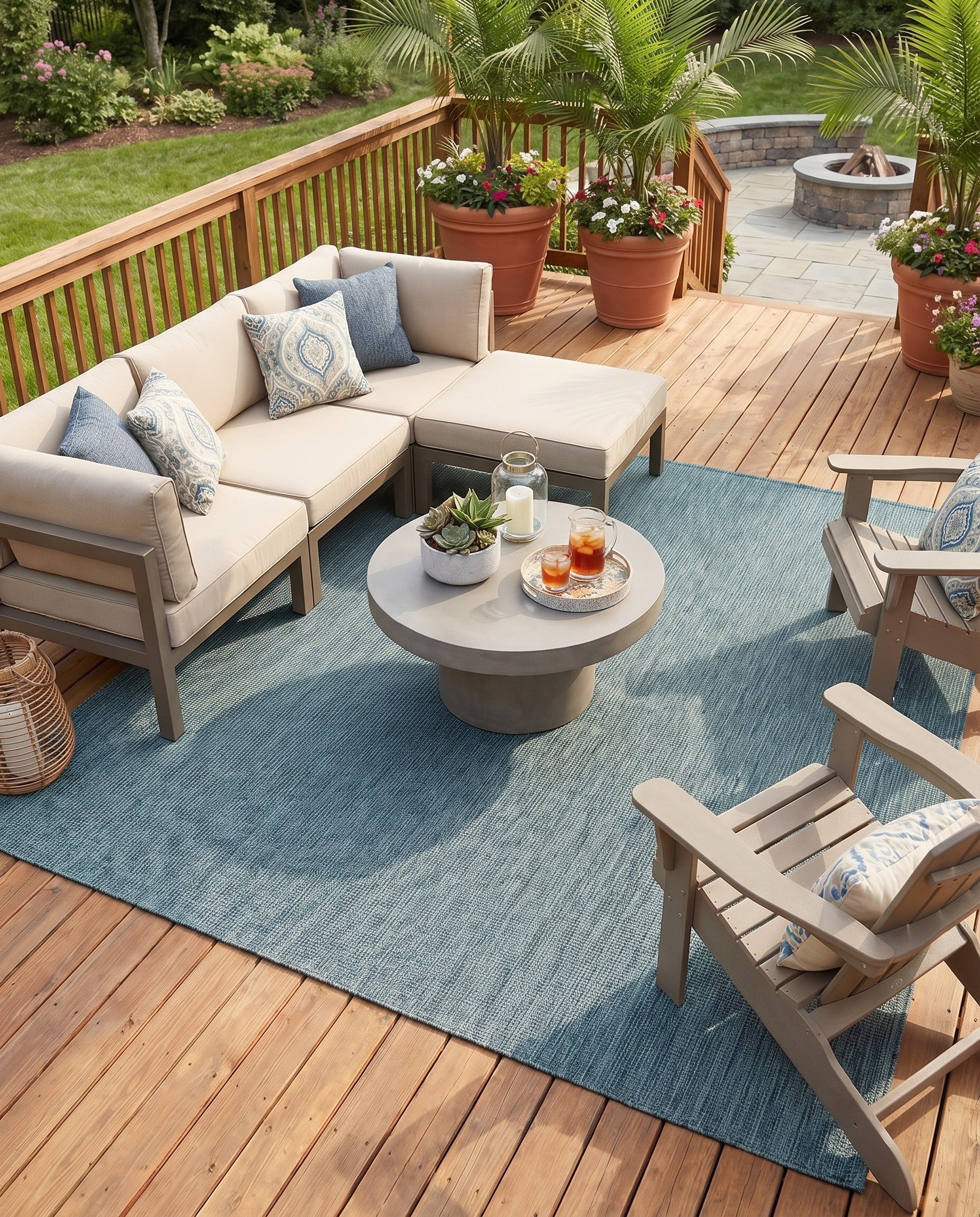 10' x 10' Easy-Clean Solid Indoor / Outdoor Square Rug