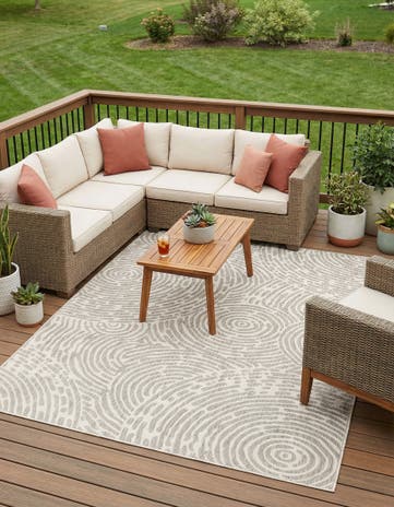 Gray Easy-Clean Modern Indoor / Outdoor Rug