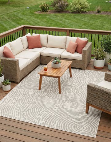 Gray Easy-Clean Modern Indoor / Outdoor Rug