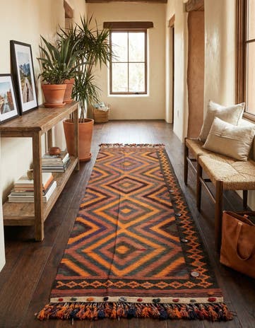 4' 1 x 12' 4 Hand Woven Kilim Fars Wool Runner Rug