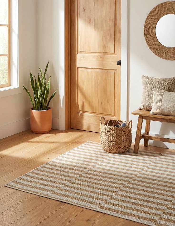 Detail image of 2' x 3'  Washable Striped Indoor / Outdoor Rug