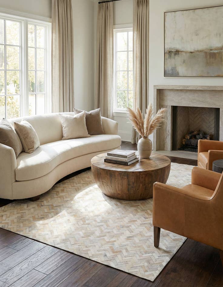 Detail image of 4' 10 x 7' 10 Cowhide Stocks Rug