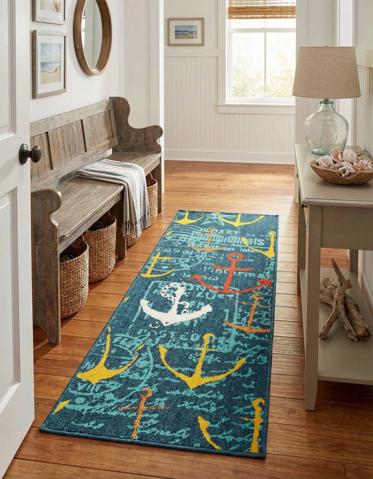 Detail image of 2' x 5'  Washable Coastal Indoor / Outdoor Runner Rug
