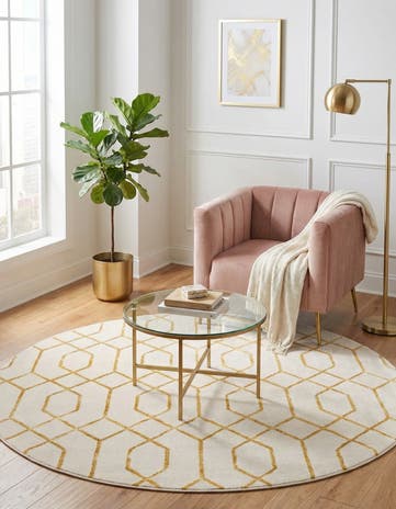 White Gold Marilyn Monroe™ Glam Trellis Round Rug