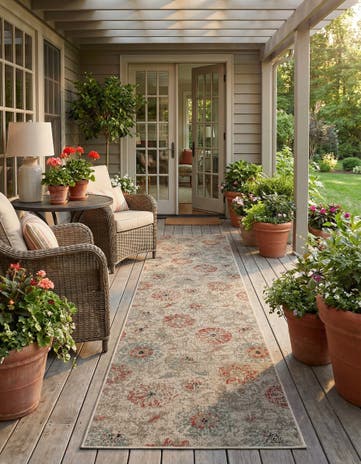2' 7 x 10' Easy-Clean Botanical Indoor / Outdoor Runner Rug