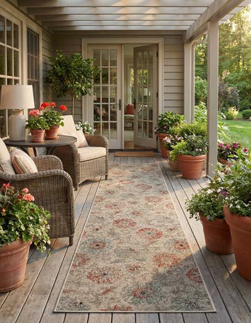 2' 7 x 10' Easy-Clean Botanical Indoor / Outdoor Runner Rug