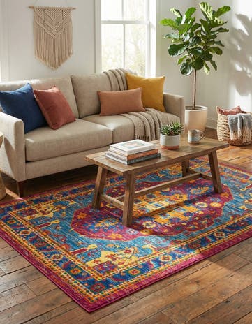 Pink Blue Calypso Rug