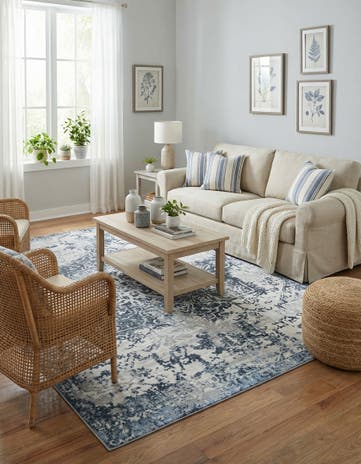 Navy Blue Kamala Washable Rug