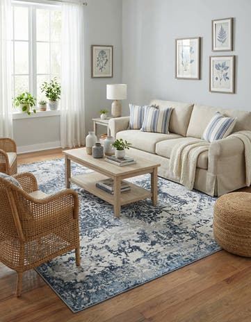 Navy Blue Kamala Washable Rug