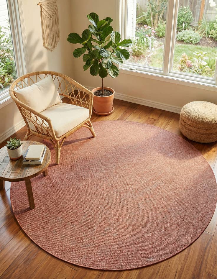 Detail image of  10' 8 x 10' 8  Washable Solid Indoor / Outdoor Round Rug