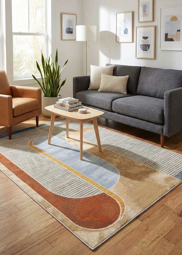 4' 1 x 6' 1 Easy-Clean Modern Indoor / Outdoor Rug
