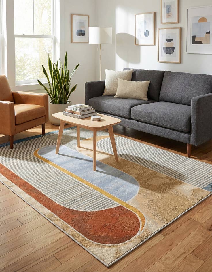 Detail image of  4' 1 x 6' 1  Washable Modern Indoor / Outdoor Rug