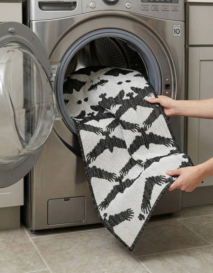 Detail image of 2' x 6'  Washable Modern Indoor / Outdoor Runner Rug