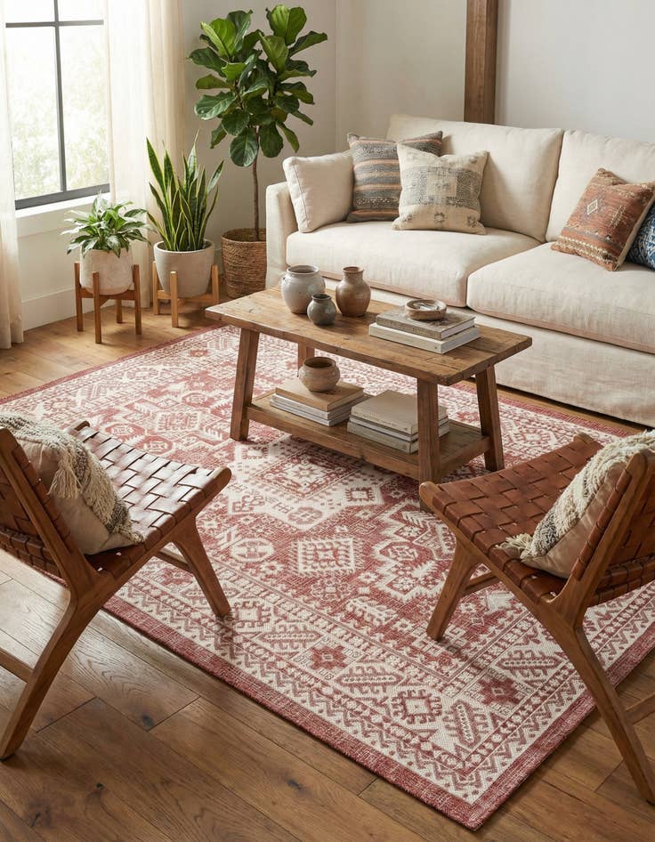 Detail image of 6' x 9'  Washable Aztec Indoor / Outdoor Rug