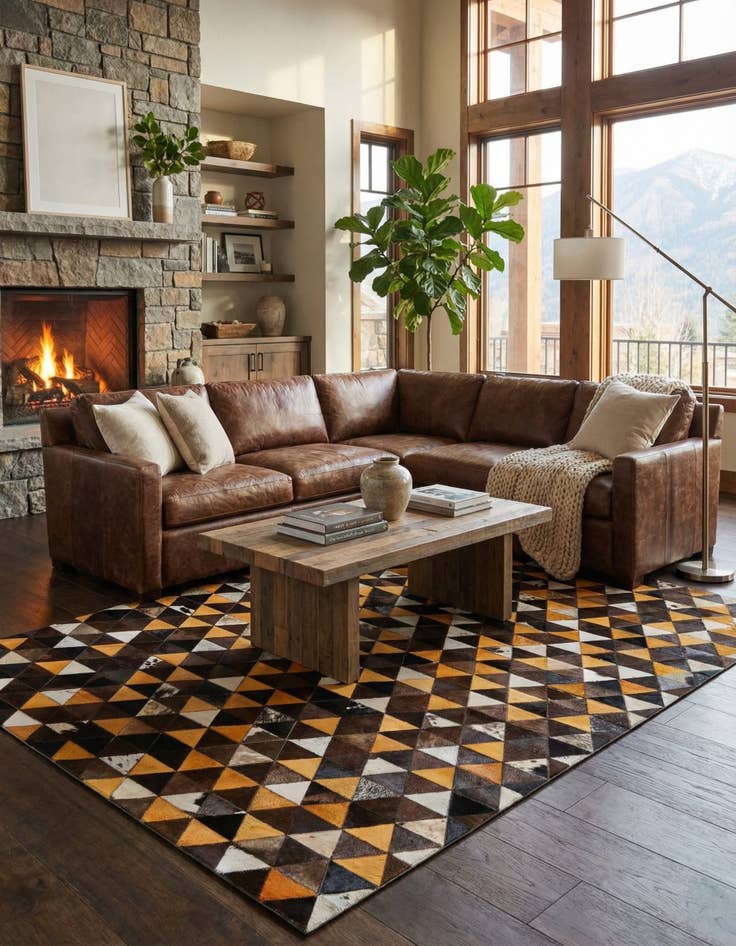 Detail image of 5' 1 x 8' 2 Cowhide Stocks Rug